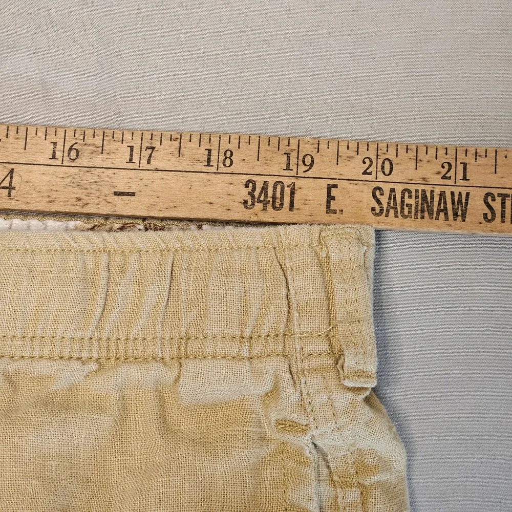 28 Palms 100% Linen Drawstring Pants Mens XXL 30 Tan Khaki Beach Relaxed Summer